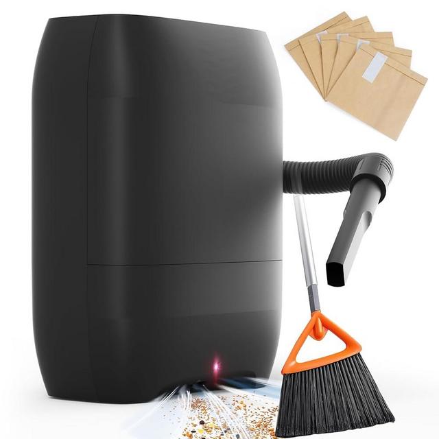 Hiwoor Touchless Automatic Vacuum Dustpan, Bagged Canister Vacuum with 5-Pack Disposable Dustbags, IR Sensor, LED Alerts, Handheld Accessories for Floors/Corners/Salons (Blue)