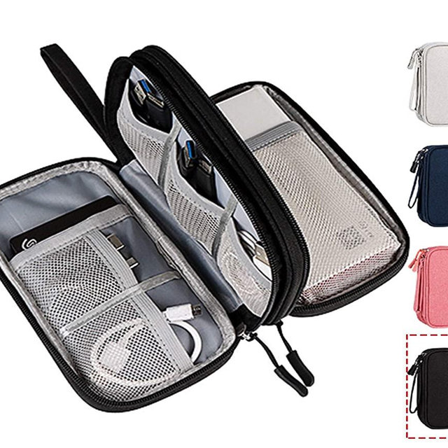 CAOODKDK Electronics Accessories Organizer Pouch Bag, Electronic Organizer Travel Universal Cable Organizer Electronics Accessories Bag for Cable, Charger, Phone, SD Card, Business Travel Gadget Bag
