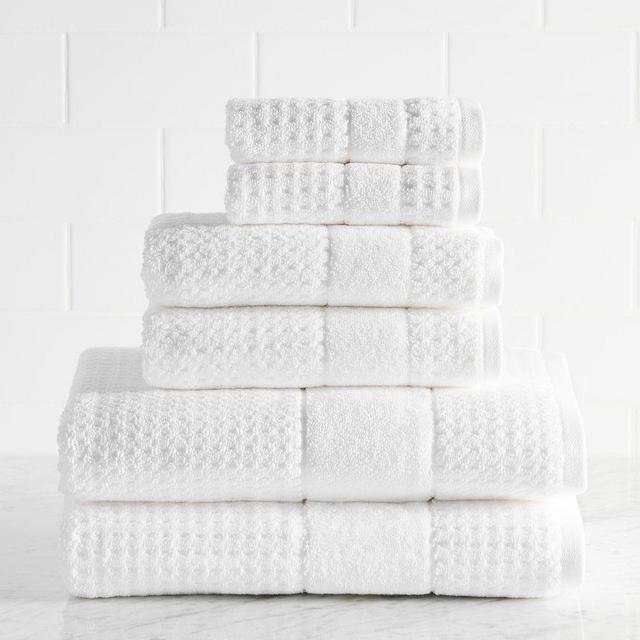 White Waffle Tyne Towel Bundle, Bath/Hand/Washcloth - Set of 6