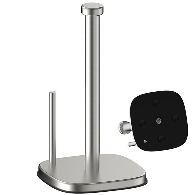 MIROAMZ Paper Towel Holder Countertop, Standing Paper Towel Roll Holder for Kitchen Bathroom Organize, Stand with Weighted Base Suction Cups, Stainless Steel One-Handed Operation (Brushed Nickel)