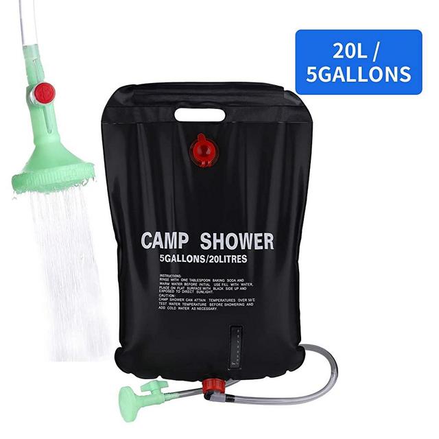 PGYFIS Solar Shower Bag Camping Shower 5 gallons/20L Solar Heating Bag with Removable Hose and On-Off Switchable Shower Head for Outdoor Traveling Hiking
