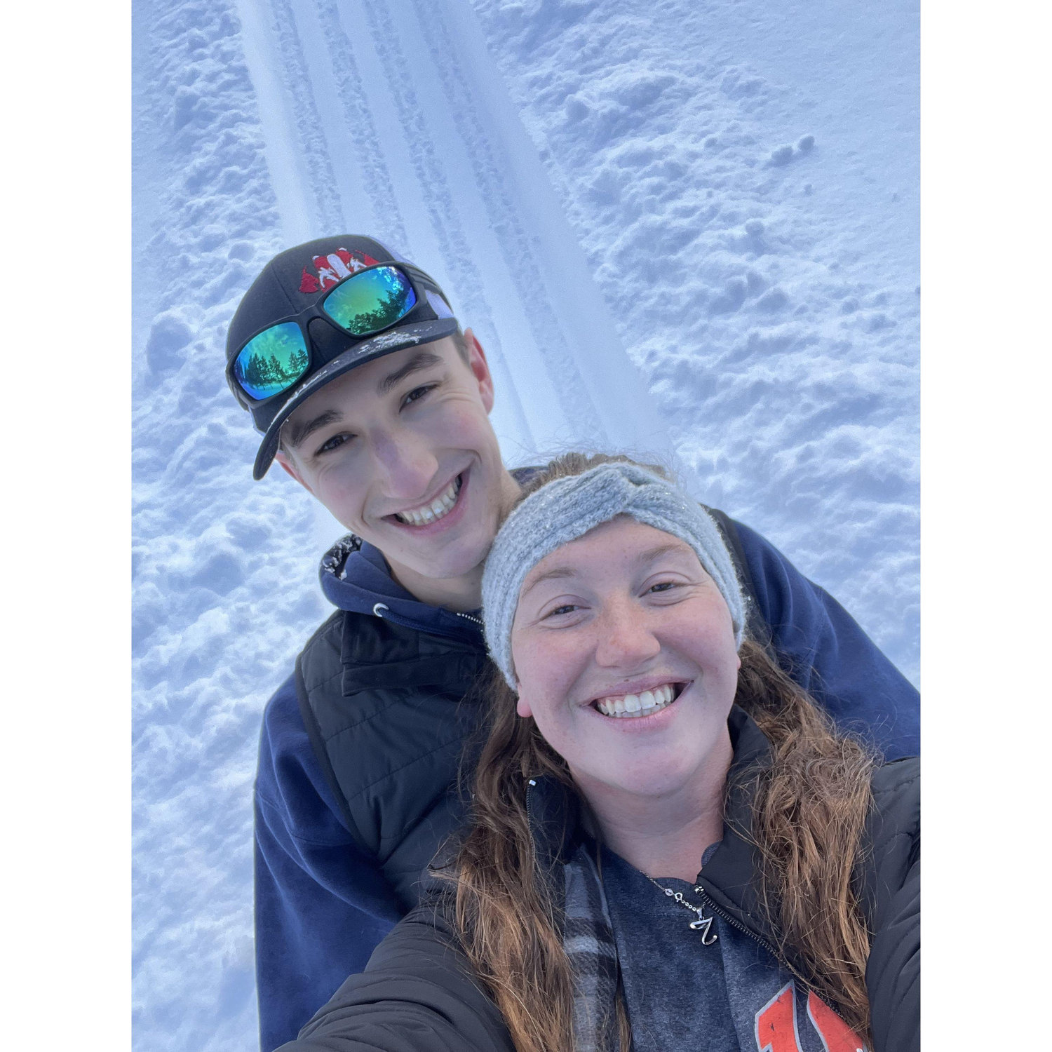 We had to use the sled because we had just broken the snowmobile on Teagan's property.
