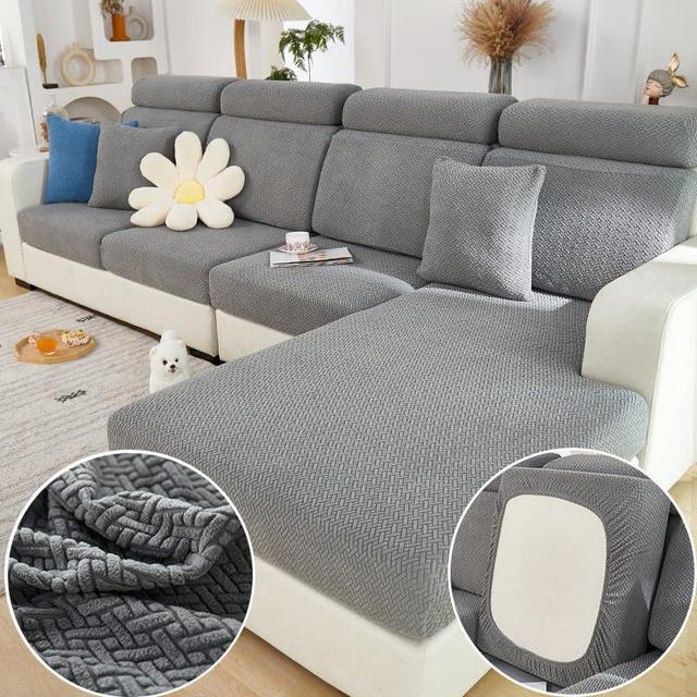 Disayu Magic Sofa Covers Couch Covers 2024 New Wear-Resistant Universal Sofa Covers Washable Stretch Couch Cushion Covers Slipcovers for Sectional Sofa (Texture Gray,Chaise Cover)