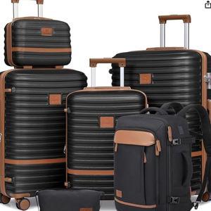 Joyway Expandable Luggage Sets 5 Piece, Lightweight Hard Shell Travel Suitcase Set with Spinner Wheels and TSA Lock, Black