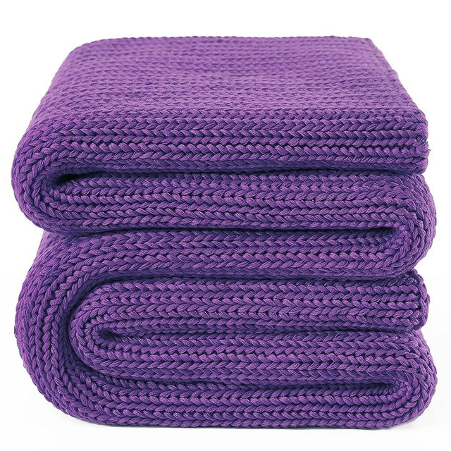 Guohaoi Knitted Weighted Blanket for Adults (Purple 60"x80" 20lbs) No Beads Cooling Throw Blanket for Hot Sleepers, Home Decor Breathable Chunky Knit Heavy Blanket Use on Queen/King Size Bed