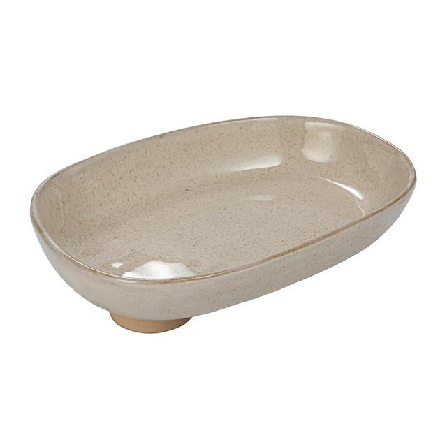 Bloomingville Stoneware Oval Platter with Oversized Feet, Cream