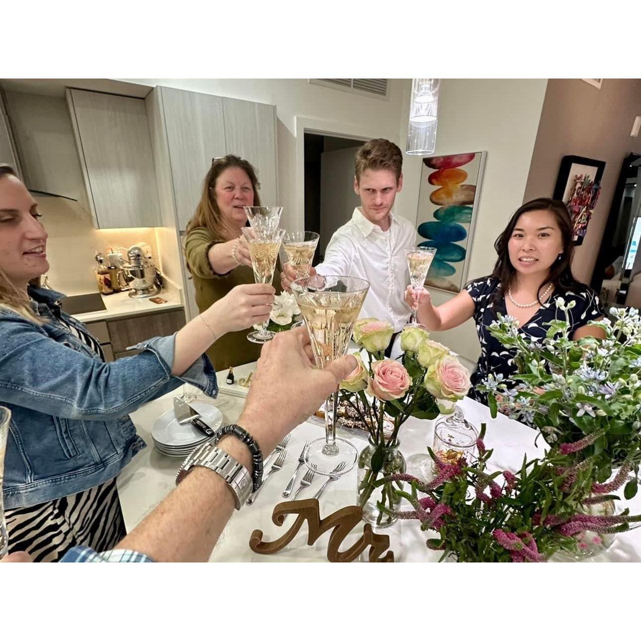 Celebrating our engagement with Shaun's family