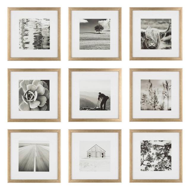 (Set of 9)12" x 12" Gallery Grid Kit Gold - Instapoints