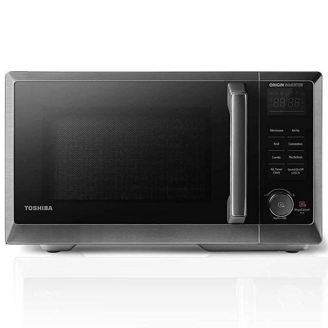 TOSHIBA 6-in-1 Inverter Microwave Oven Air Fryer Combo, Countertop Microwave, Healthy Air Fryer, Broil, Convection, Speedy Combi, Even Defrost, 11.3’’ Turntable, Eco-Mode, Sound On/Off, 27 Auto Menu