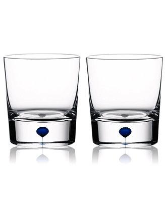 Orrefors - Set of 2 Intermezzo Blue Double Old Fashioned Glasses