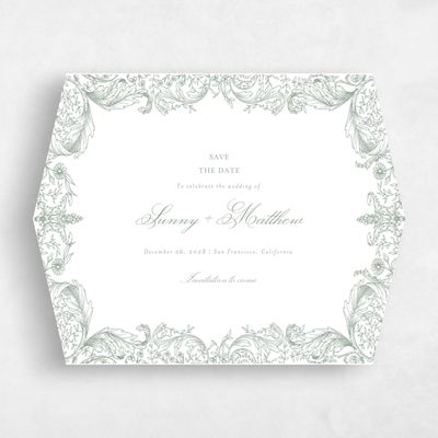 Green Diamond Wedding Save the Date - Lezzeno Landscape