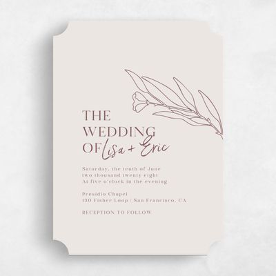 Beige Ticket Wedding Invitation - Pistoia Portrait