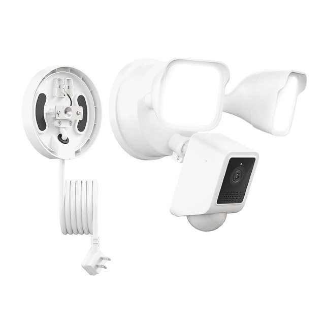 WYZE Floodlight Camera v2 with Plug-in Mount, 2K HD Outdoor Security Camera, Color Night Vision, Motion Activated, Electrical Box with 20ft Weather-Resistant Power Cable, Easy Installation (White)