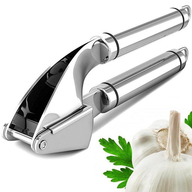 Garlic Press Premium Stainless Steel, Crushing Tool for Ginger and Nuts with Large Flip Basket, Dishwasher Safe and Rust Proof Mincer By Chef's Star