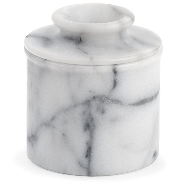 RSVP International (WMBP) French Butter Pot, 1/2 Cup, White Marble