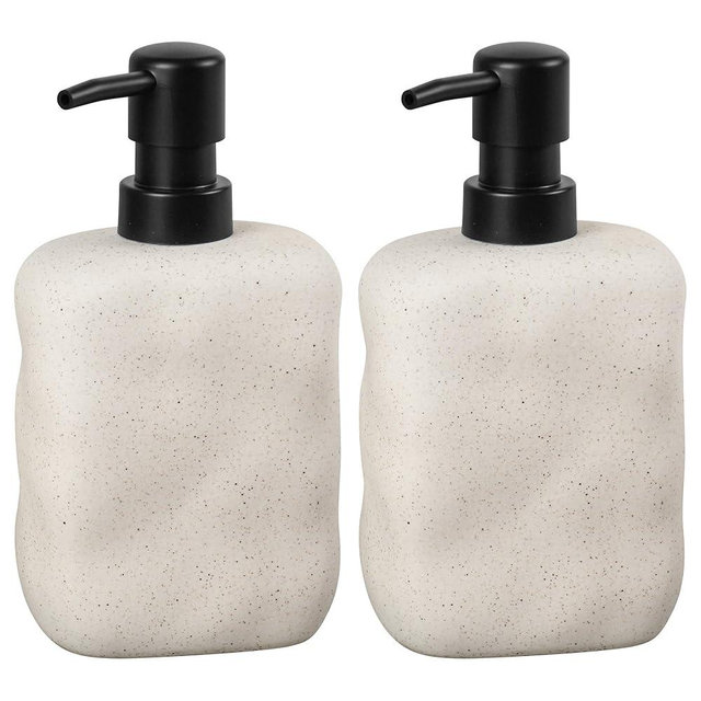 SLIVOUS Modern Ceramic Soap Dispenser, Beige Speckled Finish, Black Pump Top, Refillable Liquid Container for Bathroom Kitchen (Beige, 2 Pack)