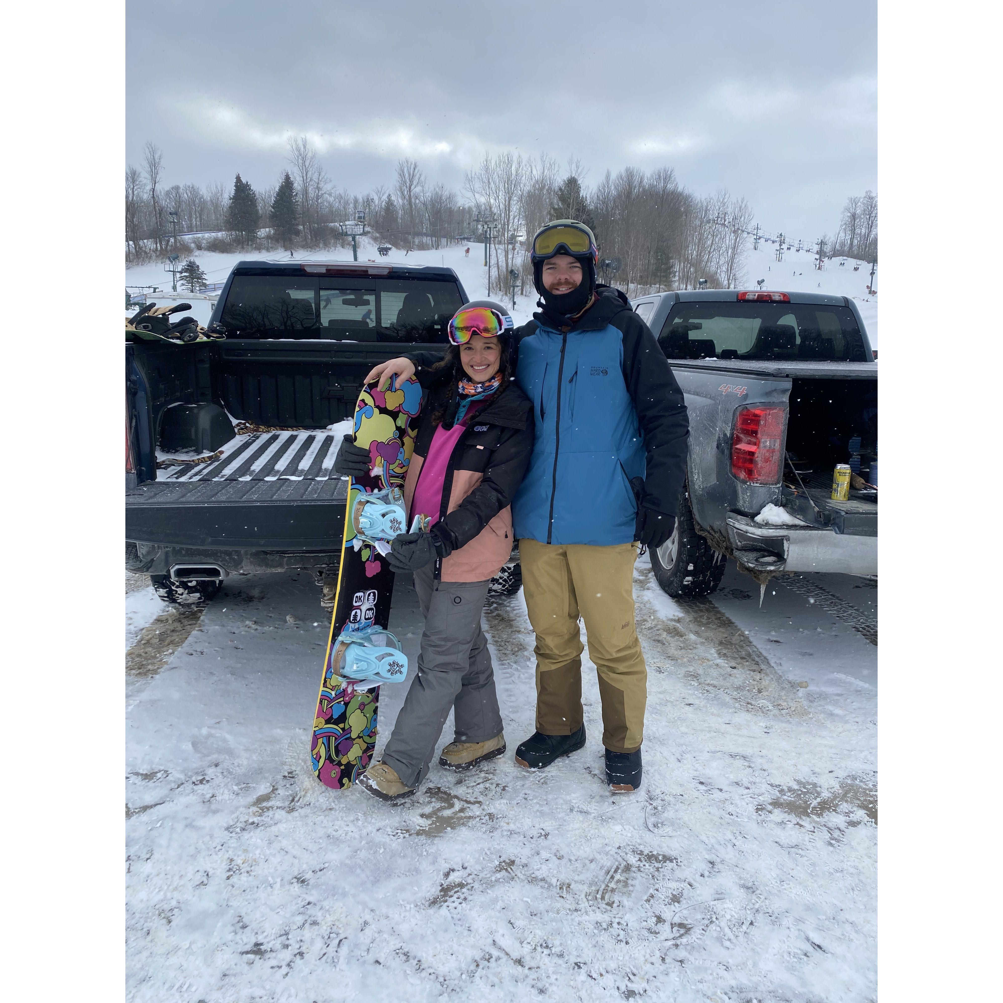 Snowboarding on the west side of Michigan!