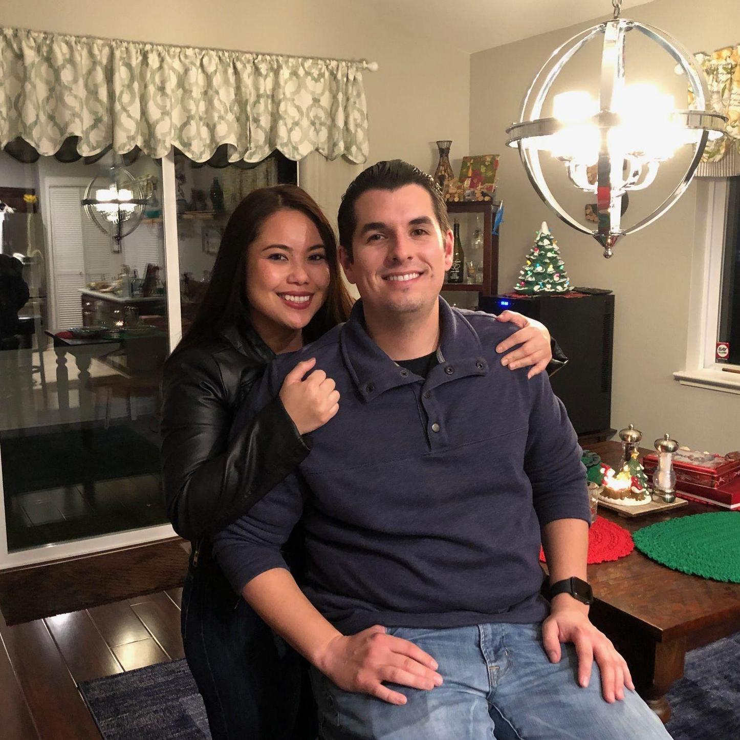 Us celebrating Christmas at the Shays'