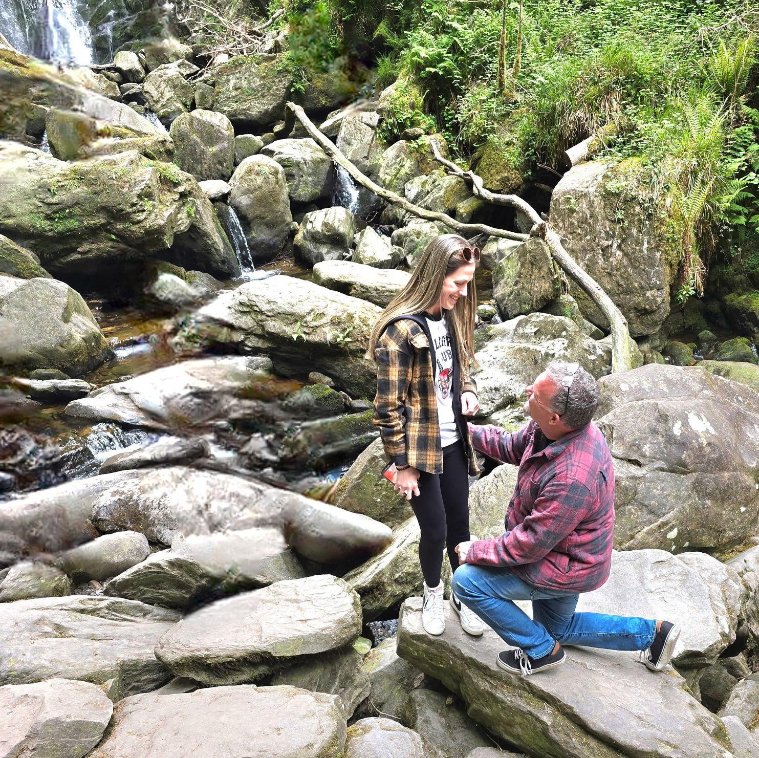 She said "yes", at Torc Waterfall in Killarney, Ireland!