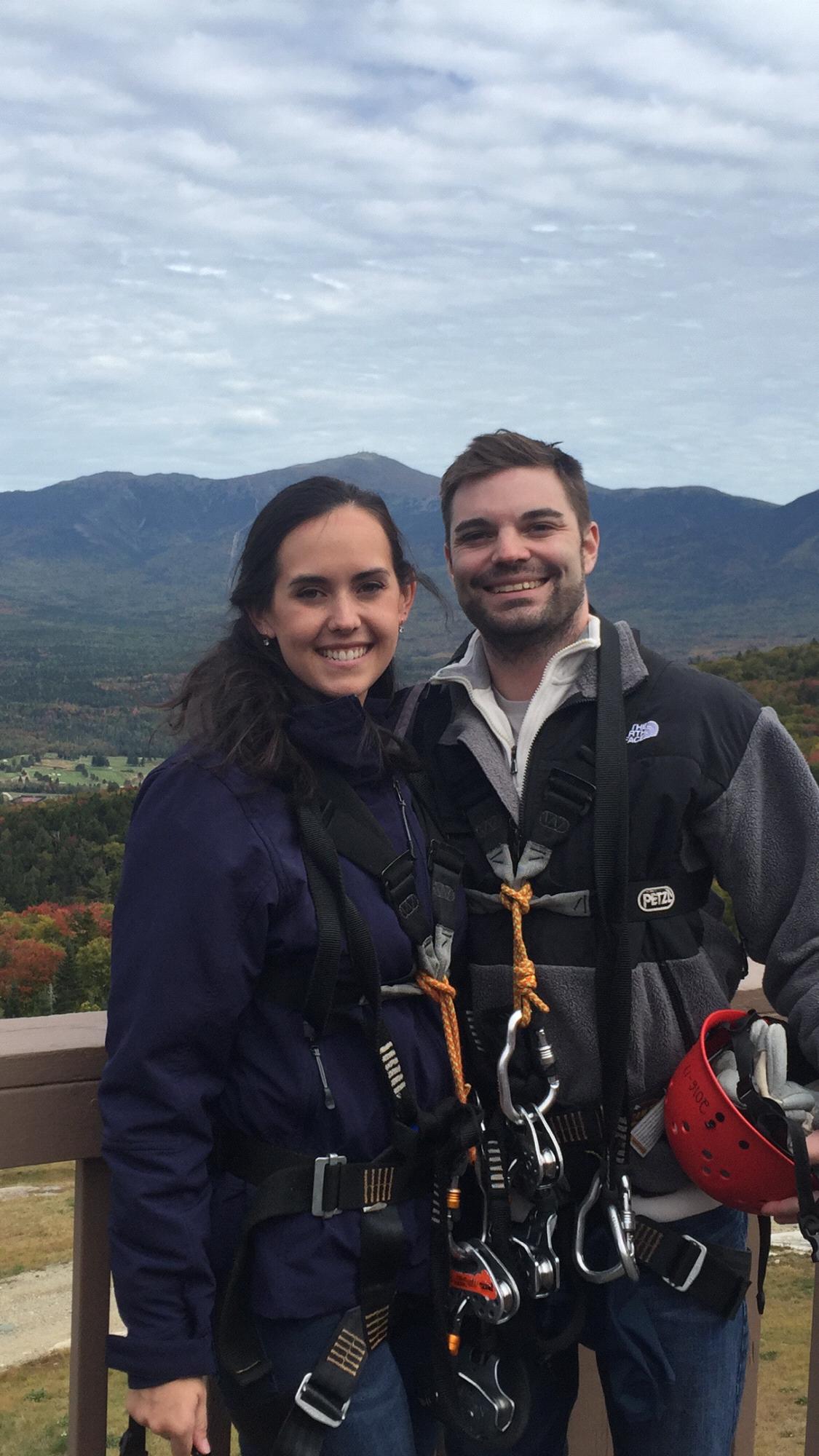 Zip lining together in the White Mountains