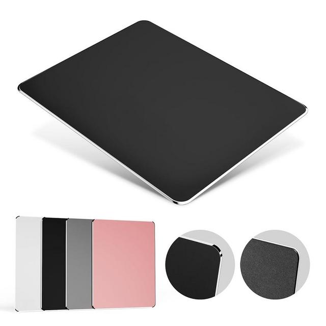 HONKID Hard Metal Mouse Pad for Desk, Aluminum Solid Mouse Pad for Magic Mouse and Pro/Air with Stable Rubber Base, Firm Mousepad for Travel and Home Office (Black)