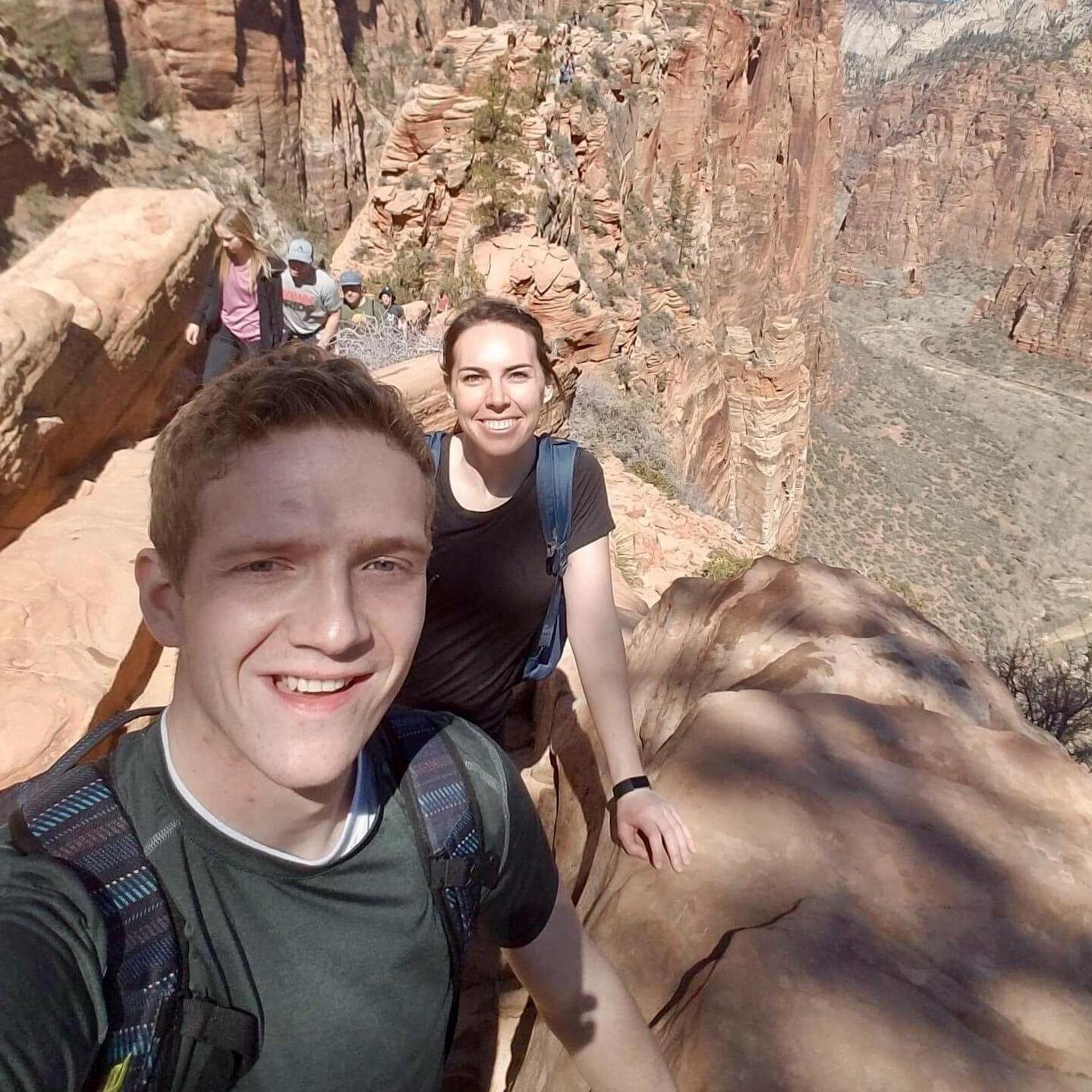 Climbing up Angel's Landing, on our one-day Spring Break (March 2019)