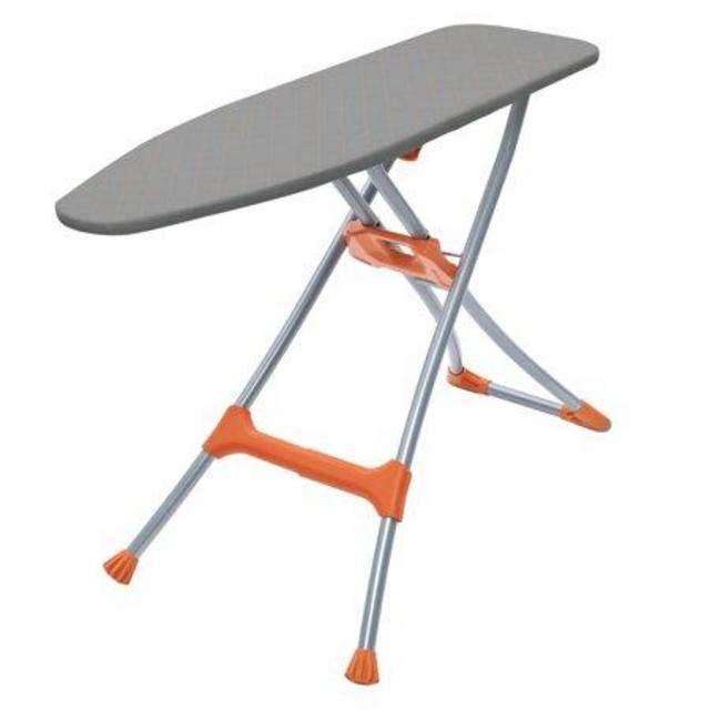 Homz Durabilt DX1500 Premium Steel Mesh Top Ironing Board, Silver/Orange with iron rack