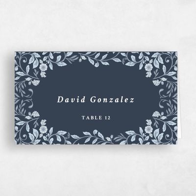 Grayed Navy, Blue Wedding Place Card - Pirouette