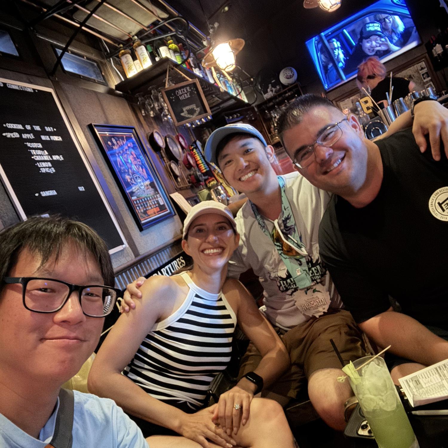 Post half-marathon celebrations at the Anaheim Packing District with friends David and Nico!