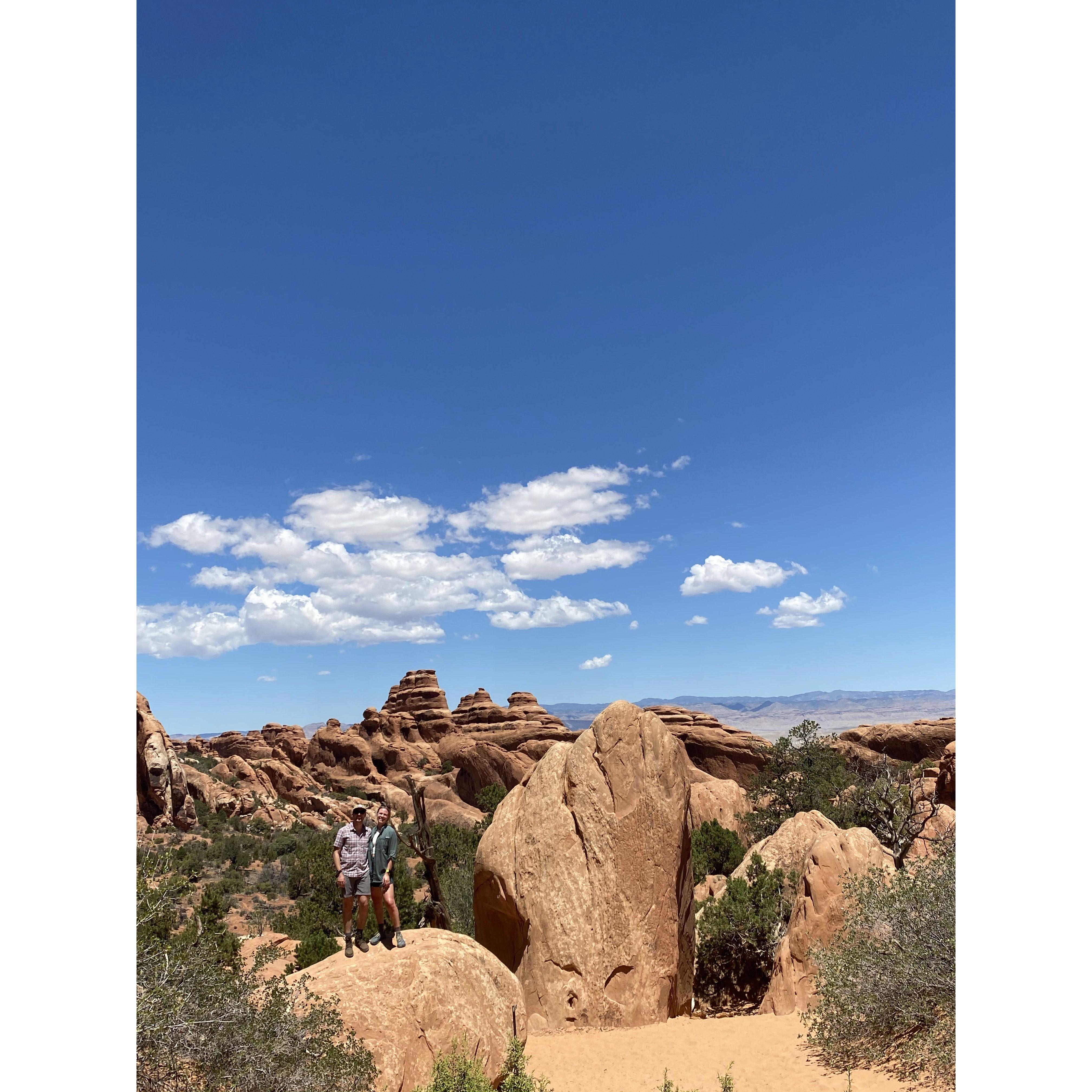 Graduation trip with Abi's family to Arches National Park.