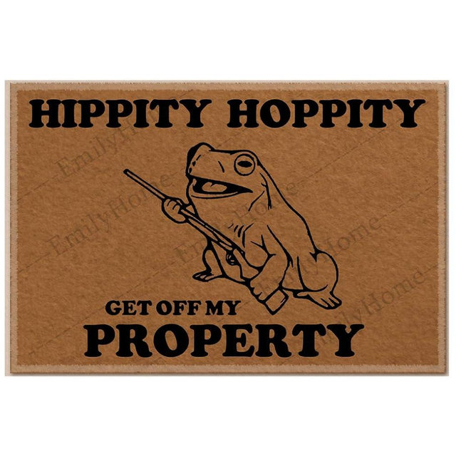 Funny doormats Hippity Hoppity Get Off My Property Doormat, House Warming Gift, Funny Door Mat, Gift 23.6 x15.7 Inch-Emilyhome