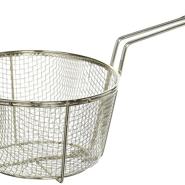 Winco Steel Round Wire Fry Basket, 8-Inch, Medium, Nickel,Silver