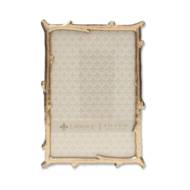 Lawrence Frames Gold Metal Picture Frame with Natural Branch Design - 4" x 6"