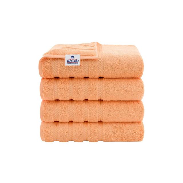 American Soft Linen 4 Pack Bath Towel Set, 100% Cotton, 27 inch by 54 inch Bath Towels for Bathroom, Malibu