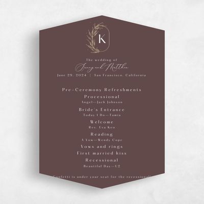 Brown Diamond Wedding Program - Eyota