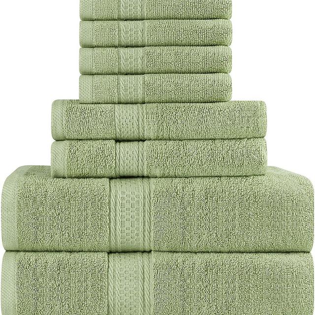 Utopia Towels Premium 8 Piece Towel Set (Sage Green); 2 Bath Towels, 2 Hand Towels and 4 Washcloths – Cotton Towels