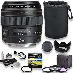 Canon EF 85mm f/1.8 USM Medium Telephoto Autofocus Lens + Lens Pouch + 58mm 3 Piece Filter Set (UV, CPL, FLD) and Accessory Bundle