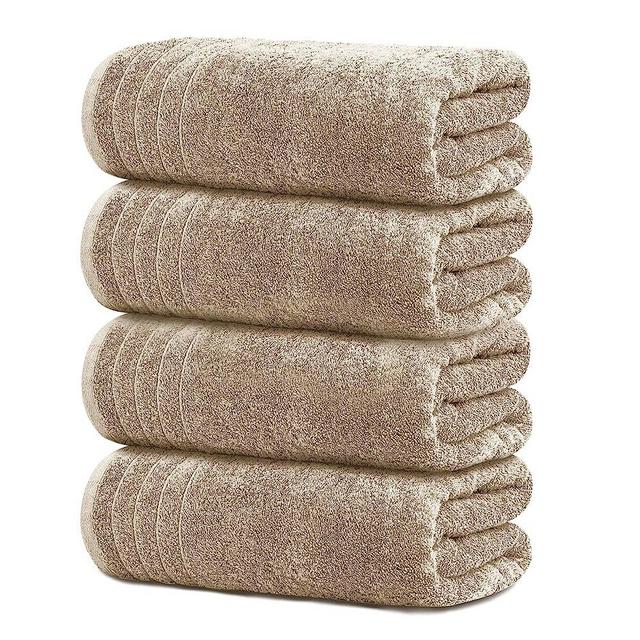 Tens Towels Large Bath Towels, 100% Cotton Towels, 30 x 60 Inches, Extra Large Bath Towels, Lighter Weight & Super Absorbent, Quick Dry, Perfect Bathroom Towels for Daily Use (Pack of 4) (Beige)