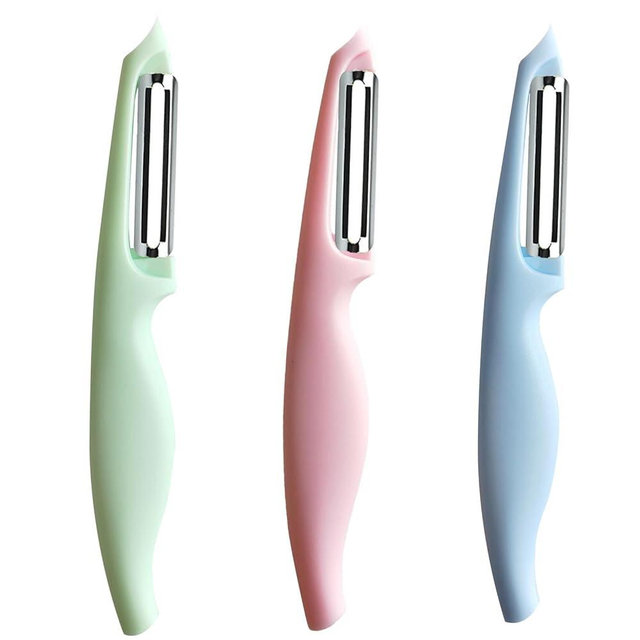 Vegetable Peeler by PNEATDEZ, Potato Peeler for Kitchen Stainless Steel Dual Blade, Swivel Peeler for Fruit & Veggie, Carrot, Cucumber (Set of 3, Pink/Sky Blue/Mint Green)