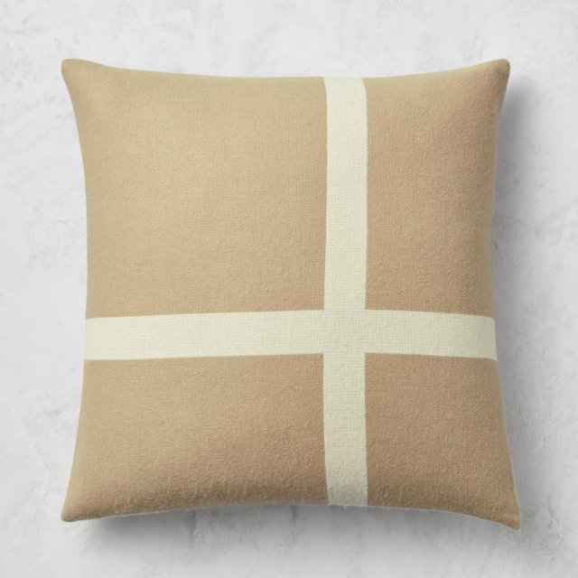Cashmere & Wool Equestrian Pillow Cover, 22" X 22", Sand
