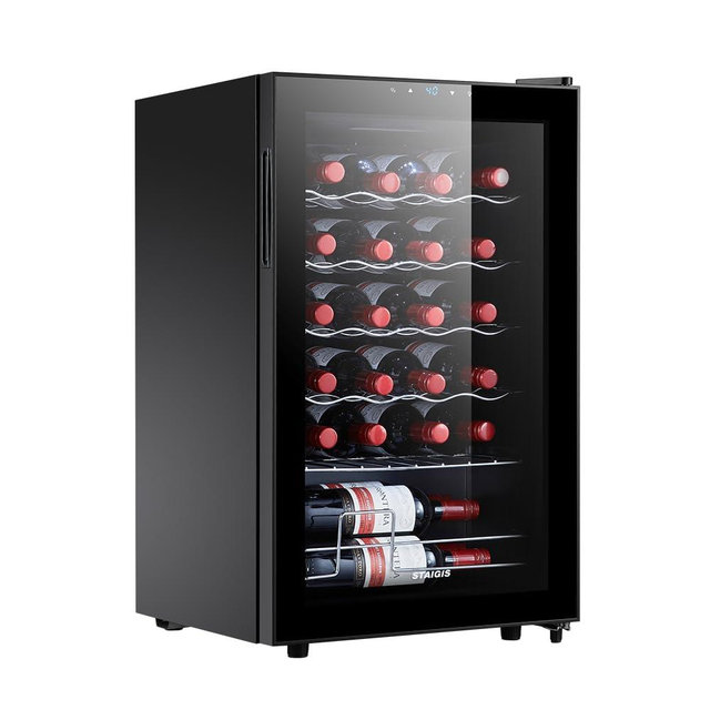 STAIGIS 24 Bottle Wine Cooler, Small Wine Refrigerator for Red and White, Mini Freestanding Wine Fridge with 40-66F Digital Temperature Control Glass Door