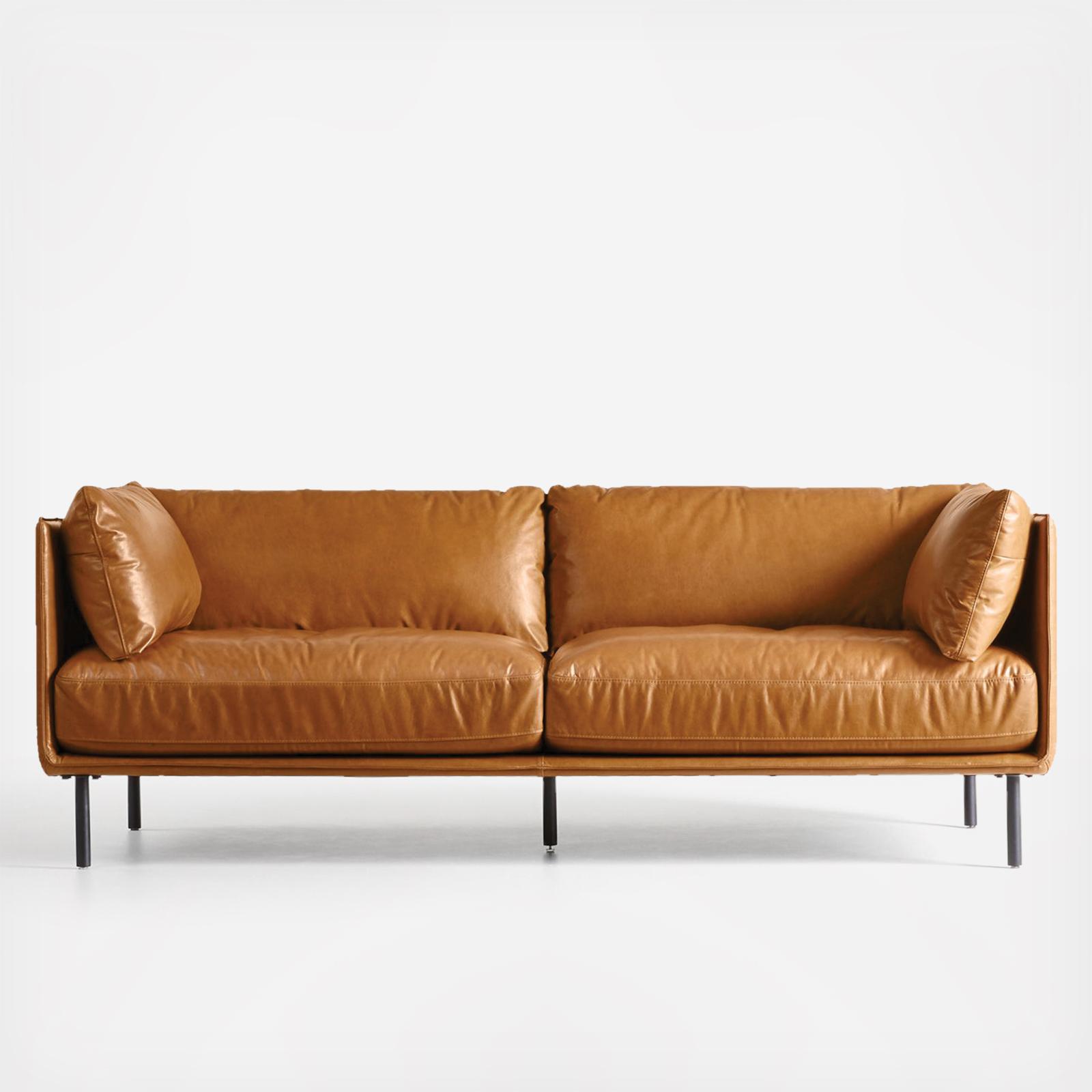 Crate and Barrel Wells Leather Sofa Zola