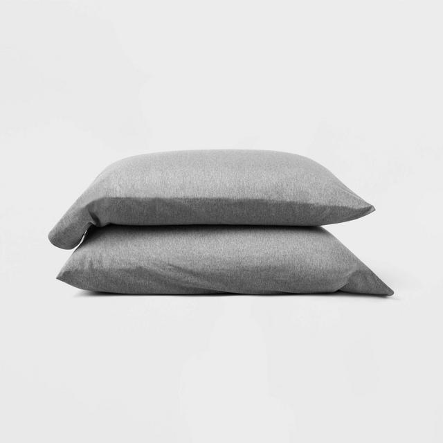 King Jersey Solid Pillowcase Set Light Gray - Casaluna™