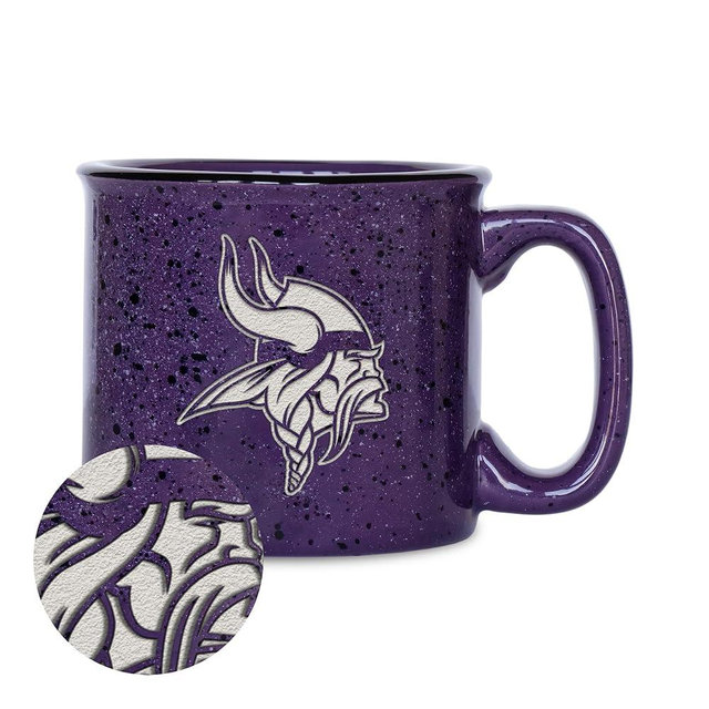 Rico Industries NFL Football Speckle 12oz Laser Engraved Campfire Mug - Hot-Cold Beverage Holder