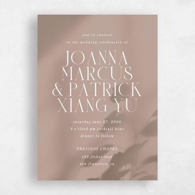 Latte, Brown Wedding Invitation - Liang Portrait