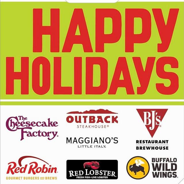 Happy Holidays Dining Gift Card