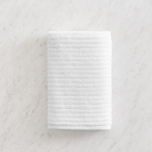 Classic Ribbed Organic Hand Towel - White