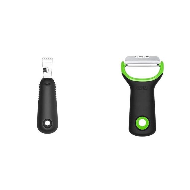 OXO Good Grips Citrus Zester With Channel Knife & 11244200 Good Grips Citrus Peeler, Black