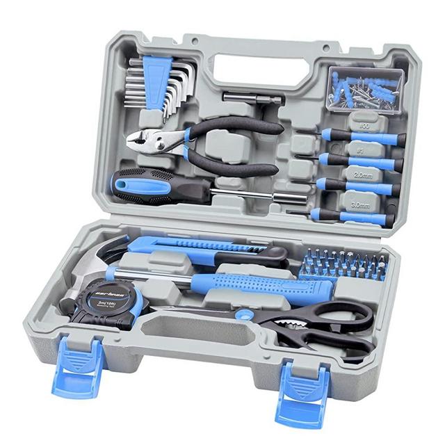 CARTMAN Tool Set General Hand Tool Kit with Plastic Toolbox Storage Case, Automoive Set Blue