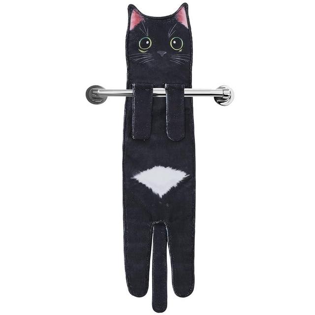 Cat Hand Towels for Kitchen Bathroom - Cute Cat Decor Gadgets - Hanging Soft Absorbent Hand Face Towel - Funny Birthday Mothers Day Housewarming Holiday Unique Gifts for Women Mom Lady Cat Lovers